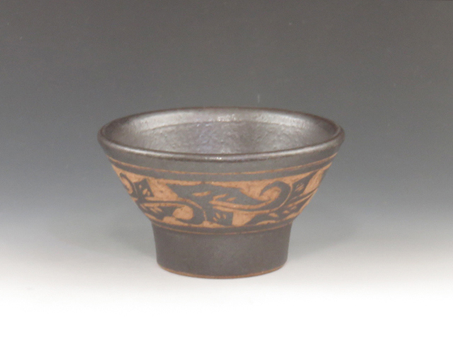 Tsuboya-Yaki (Okinawa ) Tobo Takaesu Japanese sake cup (guinomi)  8TUB0060
