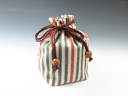 Japanese sake cup carrying pouch ('Aizu' cotton / Four colors' strips) photo Japanese sake cup carrying pouch ('Aizu' cotton / Four colors' strips)
